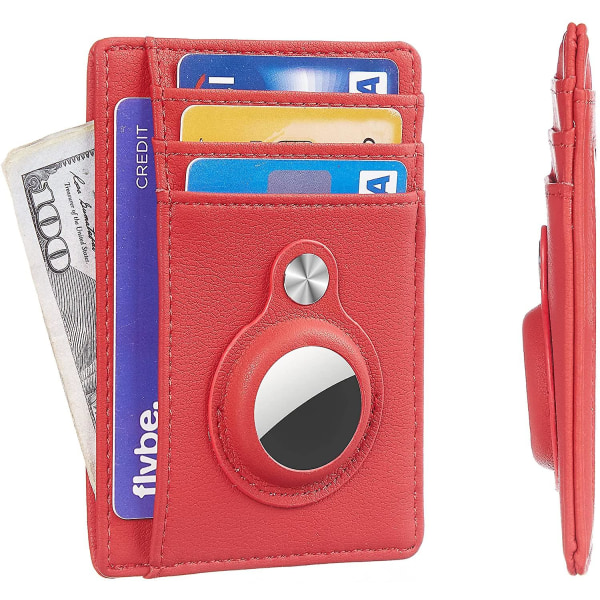 Enkel framficka plånbok med inbyggt AirTag -fäste-Röd Red