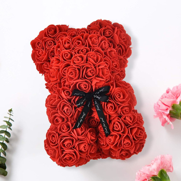 Rose Teddy Bear mors dag Alla hjärtans dag, med box (röd)