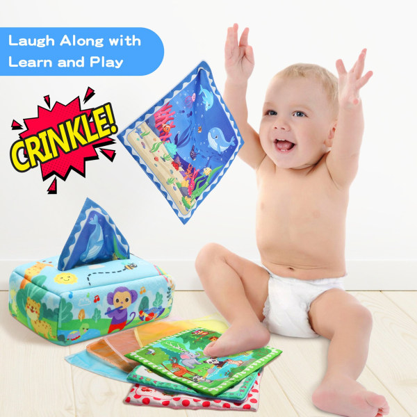 Tissue Box Leksaker För Baby Flickor Barn Tidiga Leksaker blå 23*13*19cm