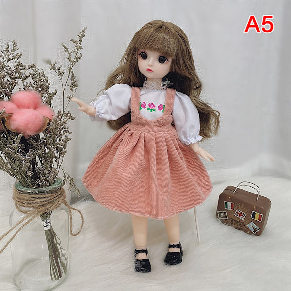 30 Cm 1/6 BJD Docka Vinterklänning Set 21 Movable Makeup e Girl A5 A5