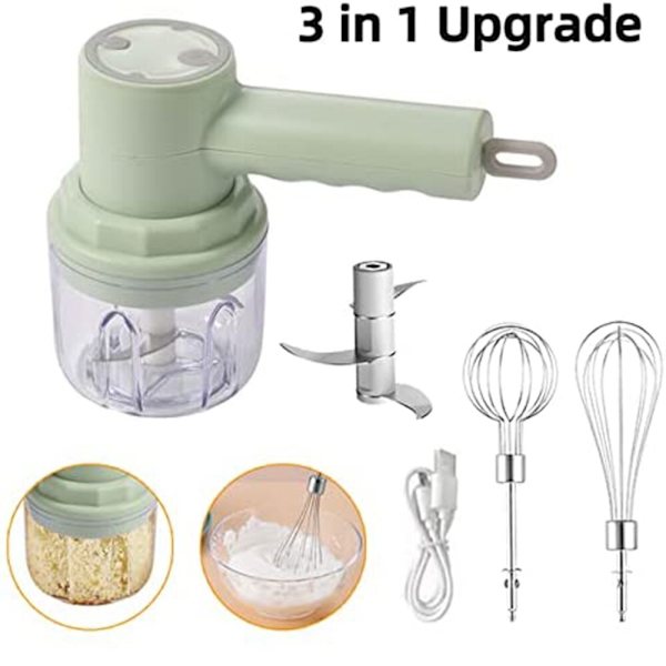 3 i 1 elektrisk mixer köksredskap vit green