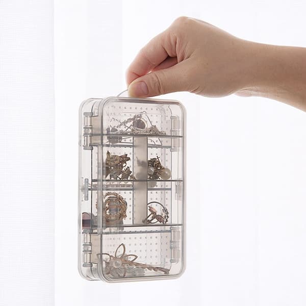 Dubbelsidigt justerbart fack Smyckesförvaring Display Box kaffe 15*9*4,5cm white
