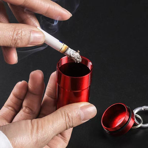 Bärbar askkopp med lock Vindtät askfat Svart Red