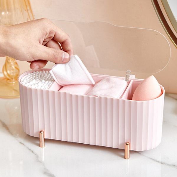 Desktop Cosmetics Förvaringsbox Dammtät rosa white