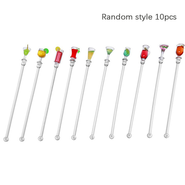 10ST 23cm omrörande akrylomrörare Juice Cocktailmixer 10st