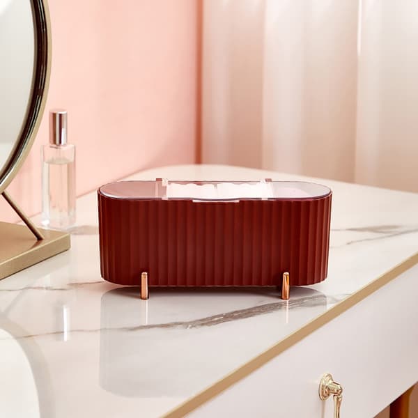 Desktop Cosmetics Förvaringsbox Dammtät rosa white