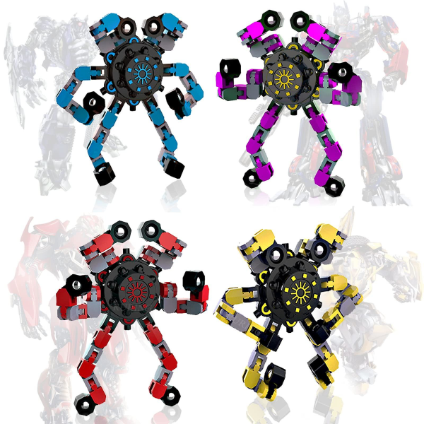 4st Fidget Spinner Leksaker Robot Deformerbar Fingertop Spinner För