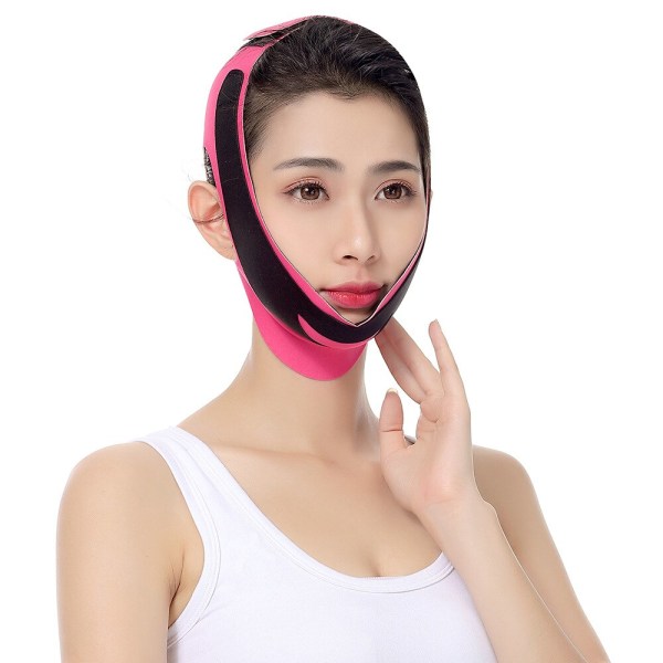 Elastiskt ansiktsbantningsbandage V Line Face Shaper svart+rosa 60*12cm