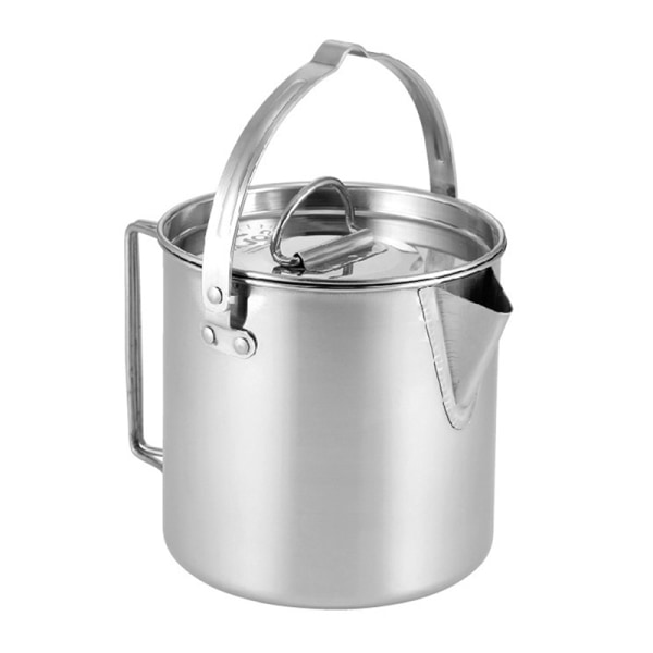 1.2L utomhus stål vattenkokare hopfällbar hängande bärbar gryta silver 3XL