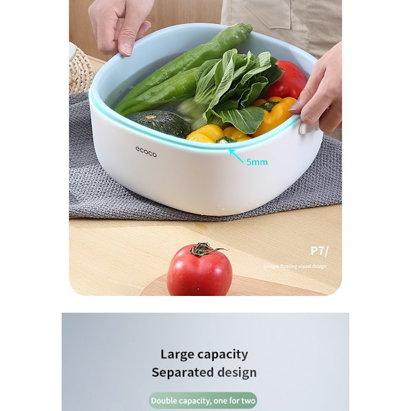 Frukt och grönsaker dränera korg köksredskap blå stor blue small