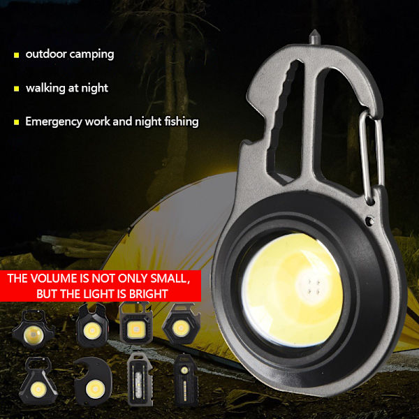 Mini Ficklampa Nyckelring Uppladdningsbar Cob Vattentät Bärbar H C