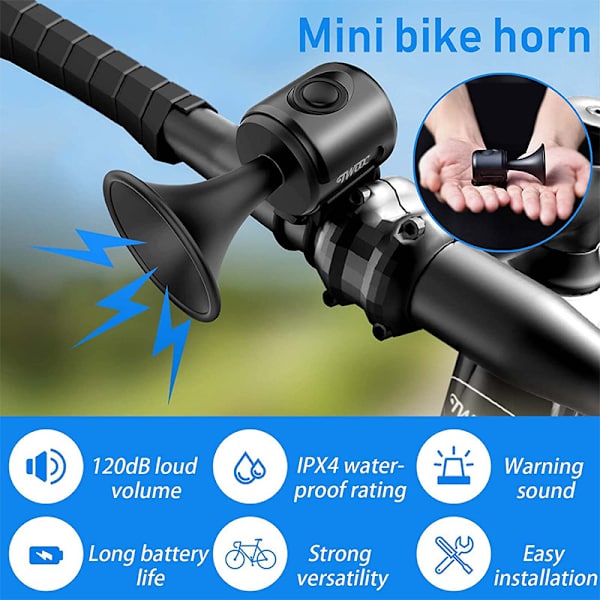 Elektrisk cykelhorn, 120dB elektronisk cykelklocka