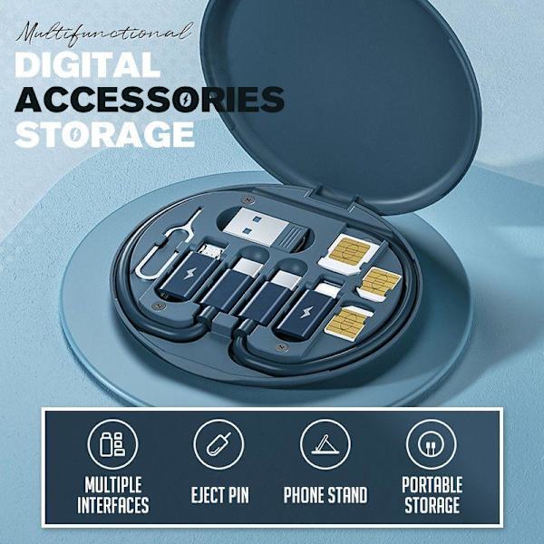 Mini Digital Gadgets Batteriladdare Kabelförvaring Set blå 29cm white