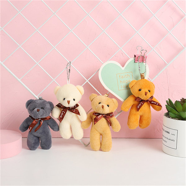 Teddy Bear Plyschleksaksnyckelring och Siamese Bear Small Gift Keycha Blue Wine red