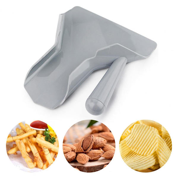 Grå Slitstark Plast Pommes Frites Lastare Chip Packing Spade grå Dubbelhandtag Double handle