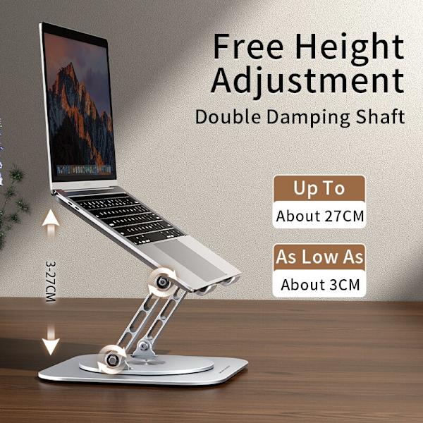 Laptop 360° roterbar bärbar datorhållare Lyftbart aluminiumstativ silver silver