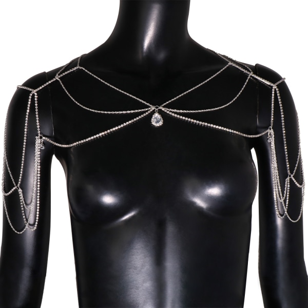 Bröllop Multi Layer Tofs Rhinestone axelkedja guld