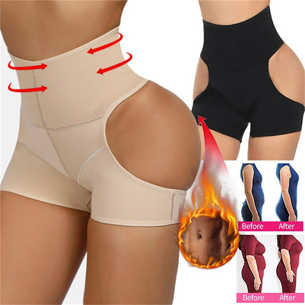 Höftformade rumpor Push Up High Waist Slimming Shapewear Black M Apricot 4XL
