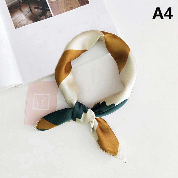 Naturlig sidenscarf Kvinnor Design Print Fyrkantig halsduk A7 A4