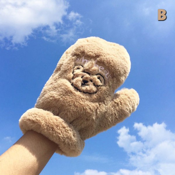 Kvinnor Vinter utomhushandskar Fluffy Bear Plyschhandskar F B