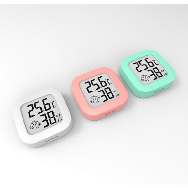 Mini LCD digital termometer elektronisk temperatursensor grön 43 x43mm white