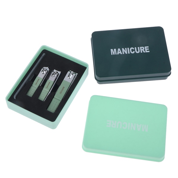 4:a/ Set Nagelklippare Set Nagelfilar Nagelsax Med Box Ljusgrön Light green
