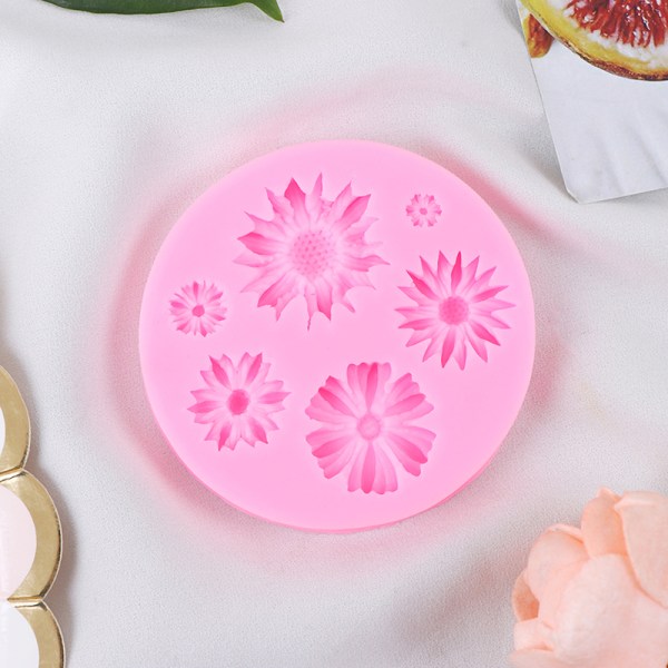 3D Solros Blomblad Präglad Silikonform Relief Fondant ONE SIZE