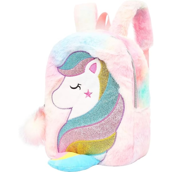 Plysch Unicorn Toddler Resväska Princess Plysch Ryggsäck-rosa