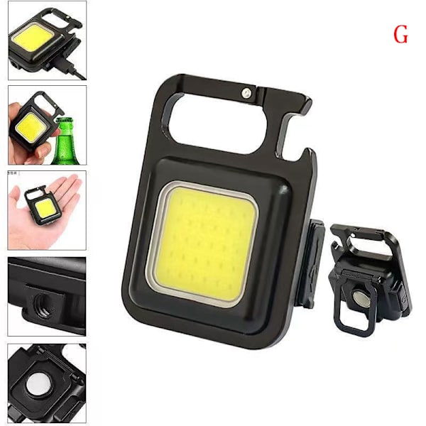 Mini Ficklampa Nyckelring Uppladdningsbar Cob Vattentät Bärbar H G