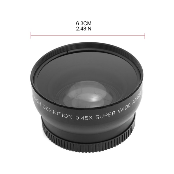 58 mm 0,45X vidvinkelobjektiv med makrodel optisk glaskonverteringslins Vattentät för de flesta digitala SLR-kameror