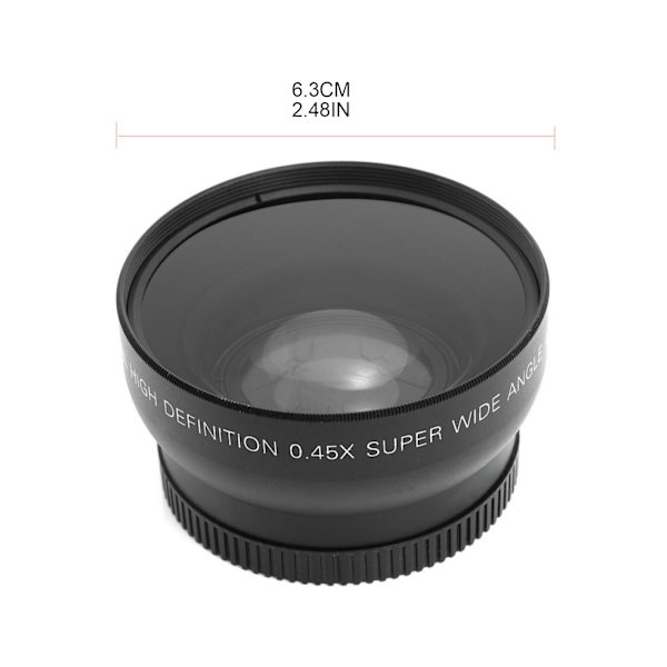 58 mm 0,45X vidvinkelobjektiv med makrodel optisk glaskonverteringslins Vattentät för de flesta digitala SLR-kameror