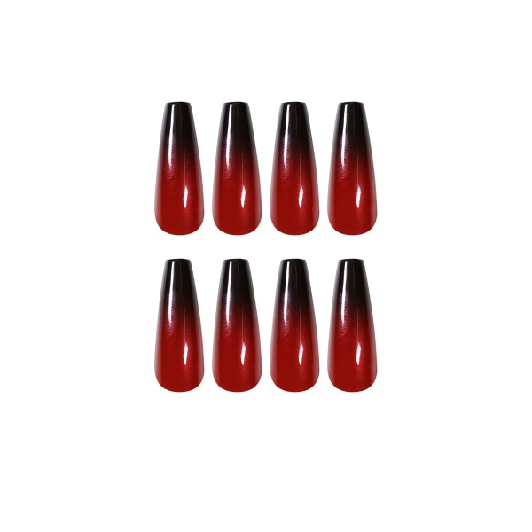 Röd och svart lutning med lång slitage nagelfinish falska naglar manikyr patch nagelplåster vattentät avtagbar