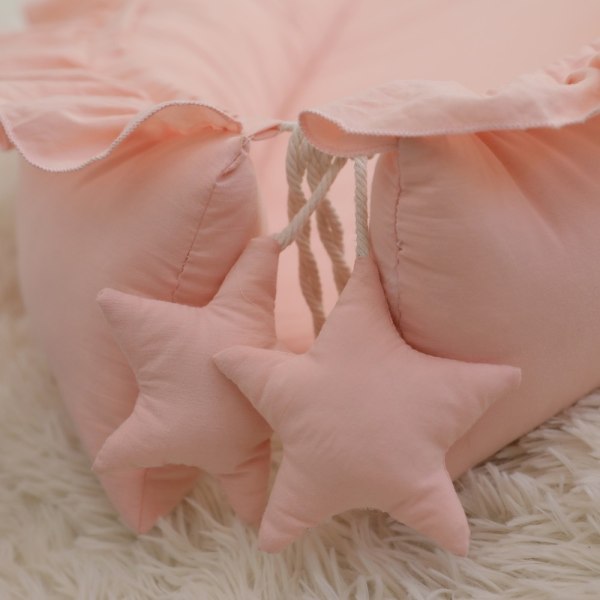 Spjälsäng med spetsmadrass Avtagbar spjälsäng rosa beige
