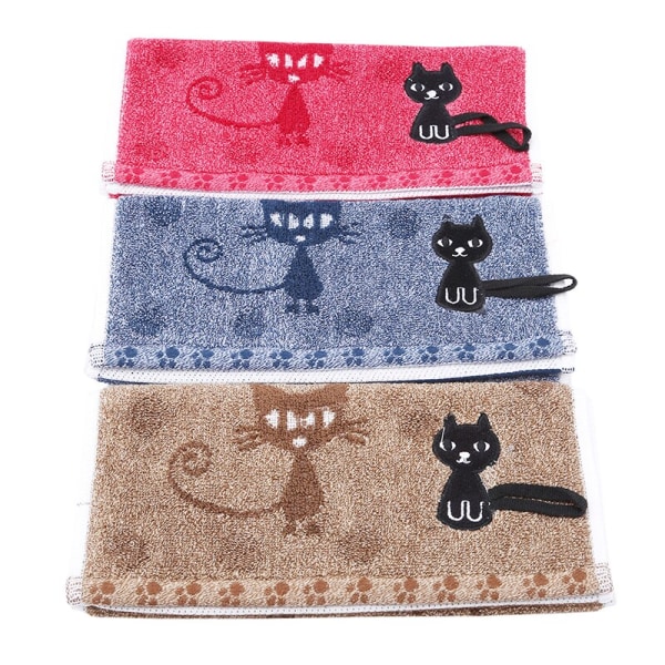 Söt katt 100 % bomull, solid handduk Snabbtorkande mjuk blå 50*25cm pink