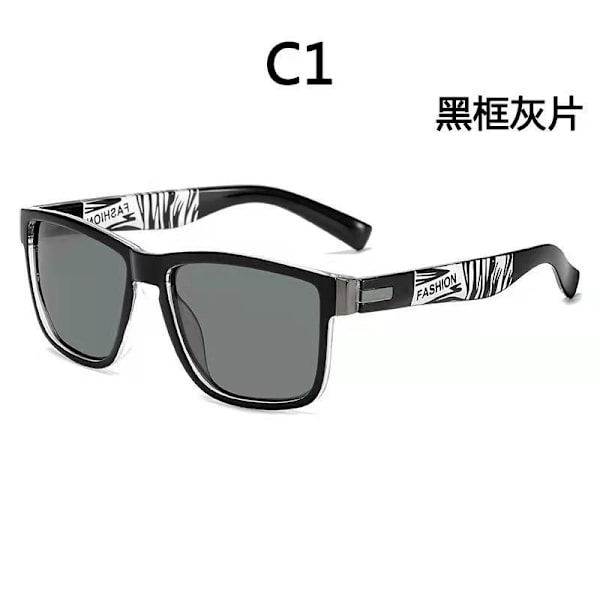 Square Frame Solglasögon Herr Polarized Cykelglasögon Herr Mode Sport Solglasögon L1 Transparent Black Frame Grey 518#