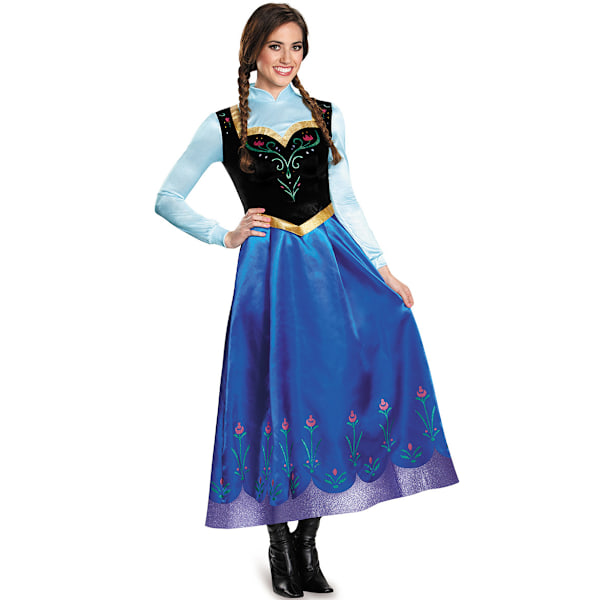 Vuxen Prinsessa Anna Cosplay Kostym Jul Maskeradklänning Outfit M XL L