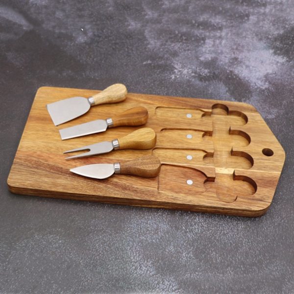 Ostbrädeknivar Set Användbara charkbrädetillbehör träfärg 36*20cm