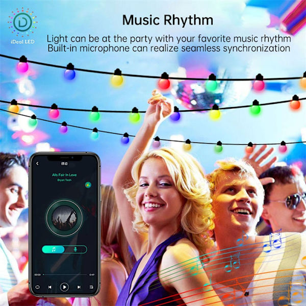 Utomhus julgran RGB String Lights dekoration 10m25leds 10m25leds