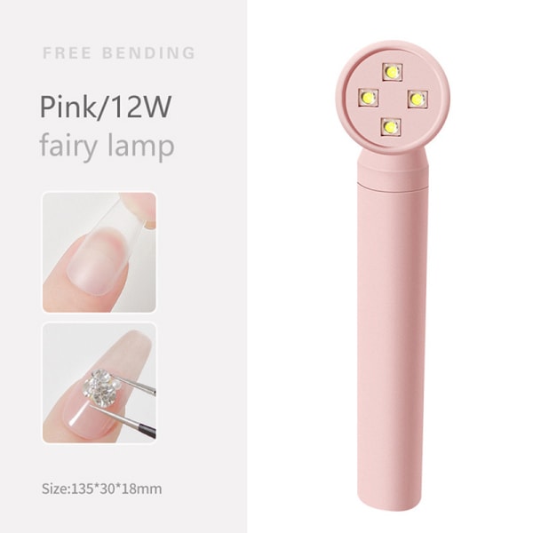 12W Nagellampa LED-ljus Bärbar Mini UV LED-lampa Nageltork Lila Pink
