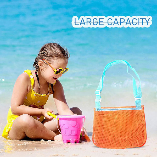Kids Beach Bag - Mesh Bag Barnleksaker Förvaringsväskor Handdukar Shell Sun