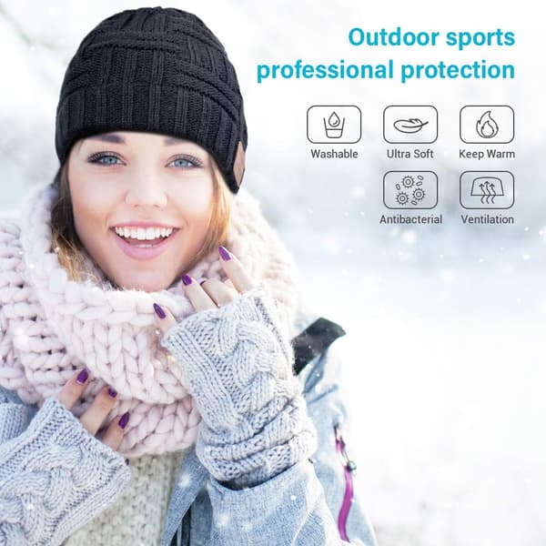 Vinter Bluetooths hörlurar USB uppladdningsbara musikheadset grå 24*23,5cm black