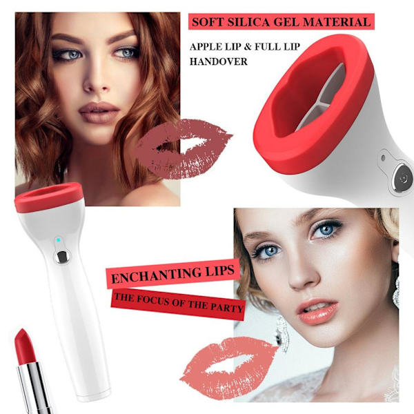 Silikon Electric Lip Plump Enhancer Beauty Care Tool vit+röd 90*150*50mm