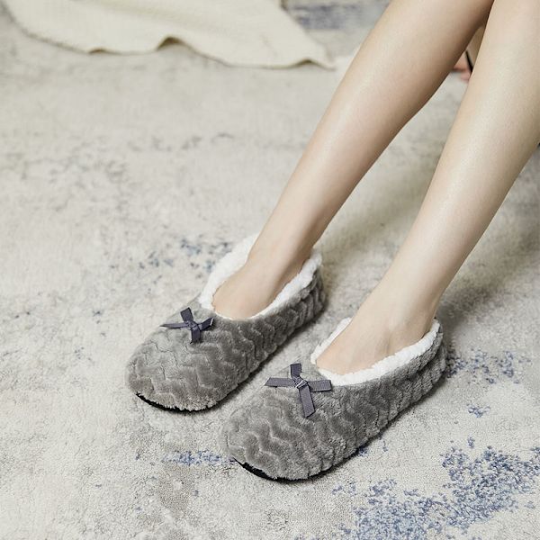 Kvinnor flanell plysch halkfria tofflor förtjockade inomhus hemmaskor Mörkgrå 36/38 Dark gray