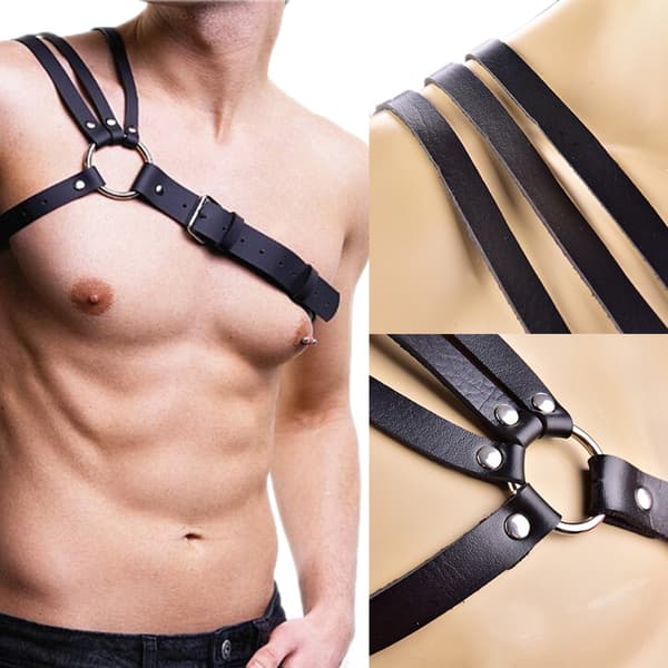 Herr konstläder underkläder sele Bondage Erotisk nit bröst Black