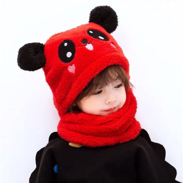 Barn Cartoon Scarf Hat Tjock Cap Dubbel Fleece Värme Chi L L