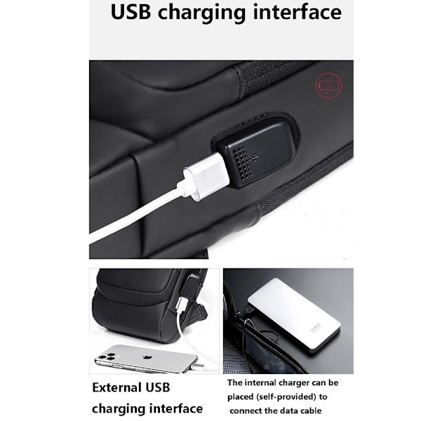 Multifunktionsstöldskydd USB -axelremsväskor grå+brun 16*6*32cm gray+brown