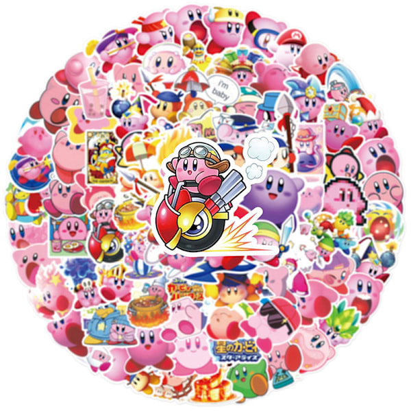 100 st Cartoon Kirby Stickers Gitarr vattentäta dekaler