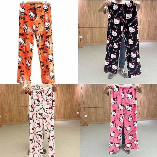 Halloween Sanrio Hello Kitty Pyjamasbyxor Dam Trendiga Höst/vinter  Nattkläder Flanell Sovkläder Kawaii Casual Plyschbyxor L 53-60 kg D 3254 |  L 53-60 kg | D | Fyndiq