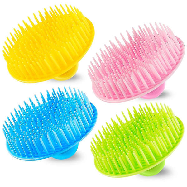 4pack Hair Scalp Exfoliator Brush Dandruff Cleaning Brush, Flexible