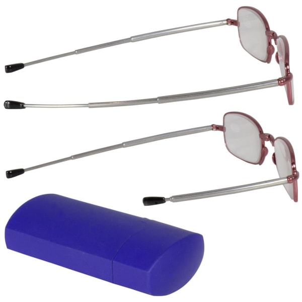 Foldbare læsebriller m Teleskopvægt o Fleksibelt lille etui Styrka +2,00